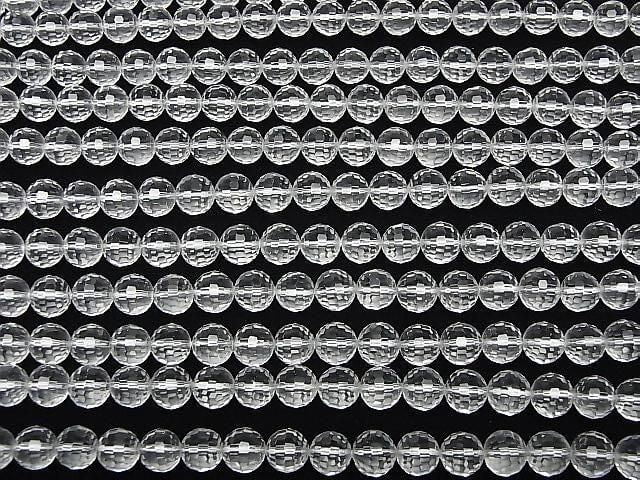 [Video] High Quality! Crystal (Synthetic Quartz) AAA 128 Faceted Round 10mm half or 1 strand beads (approx. 15 inches/37 cm)