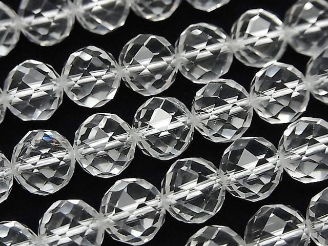 [Video]High Quality! Crystal (Synthetic Quartz) AAA- 64 Faceted Round 10mm half or 1 strand beads (aprx.14inch/34cm)