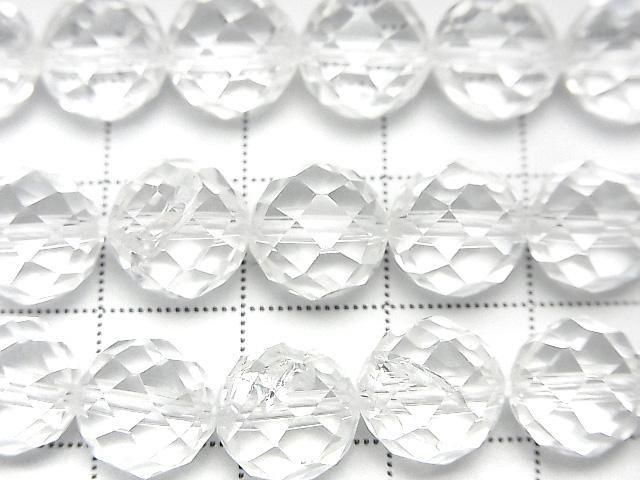 [Video]High Quality! Crystal (Synthetic Quartz) AAA- 64 Faceted Round 10mm half or 1 strand beads (aprx.14inch/34cm)