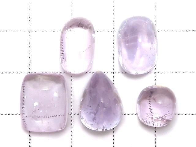 [Video][One of a kind] Kunzite AAA Cabochon 5pcs Set NO.39