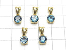 [Video]High Quality London Blue Topaz AAA Round Faceted 6x6mm Pendant 18KGP