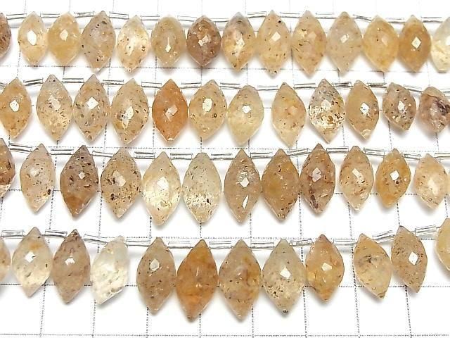 [Video] Golden Aventurine Quartz Marquise Rice Faceted Briolette half or 1strand (22pcs)