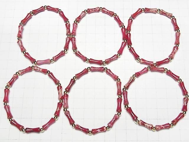 [Video] Red Kaolinite Bamboo Bracelet 13x5x5mm