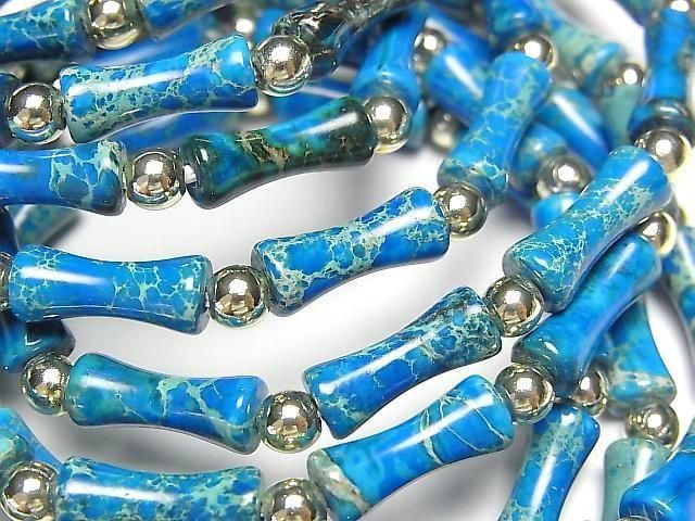 [Video] Blue color Kaolinite Bamboo 13x5x5mm Bracelet