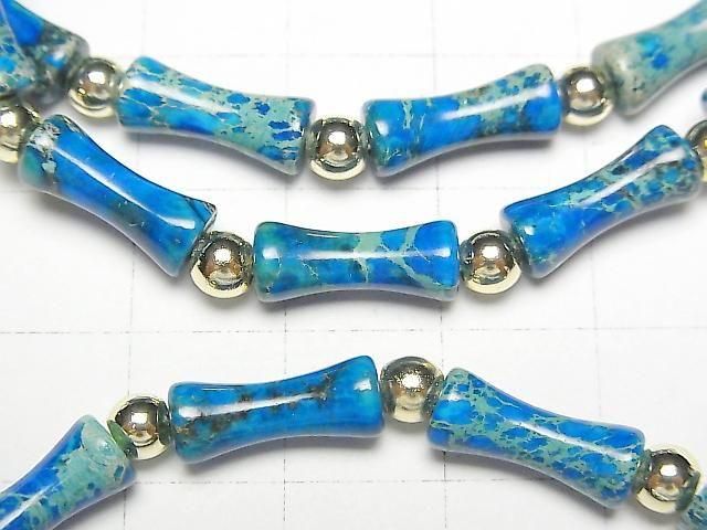[Video] Blue color Kaolinite Bamboo 13x5x5mm Bracelet