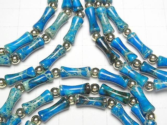 [Video] Blue color Kaolinite Bamboo 13x5x5mm Bracelet