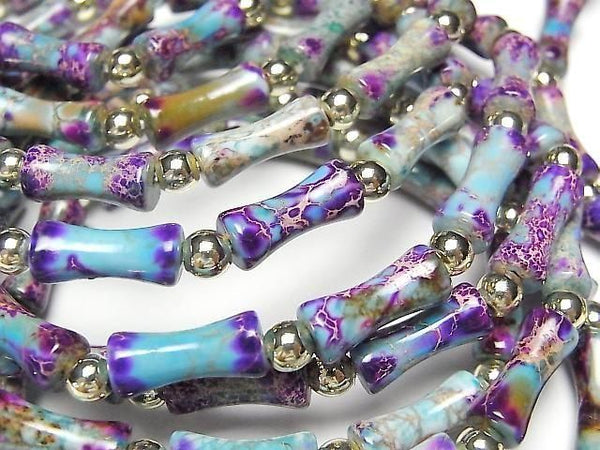 [Video] Light Blue x Purple Kaolinite Bamboo Bracelet 13x5x5mm