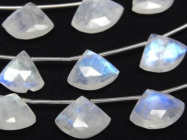 [Video]High Quality Rainbow Moonstone AA++ Fan Shape Cut 1strand (6pcs)
