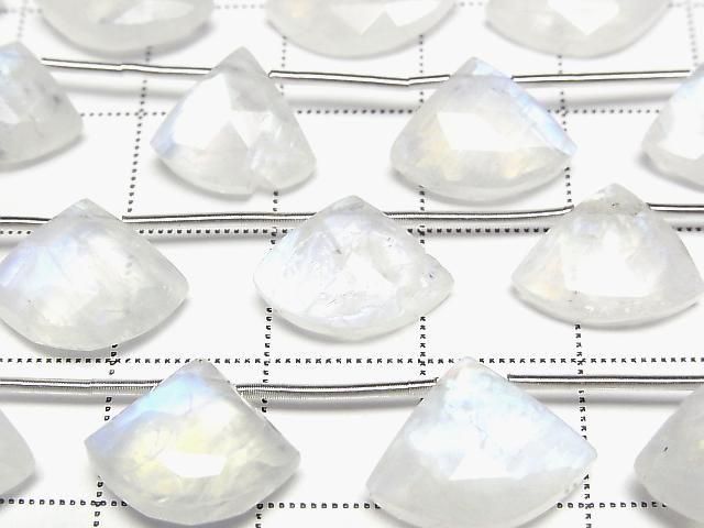 [Video]High Quality Rainbow Moonstone AA++ Fan Shape Cut 1strand (6pcs)