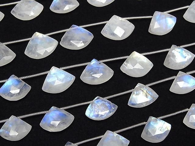 [Video]High Quality Rainbow Moonstone AA++ Fan Shape Cut 1strand (6pcs)