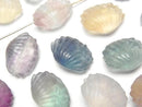 [Video] Multicolor Fluorite AAA- Shell Motif 13x18mm [Horizontal hole] 5pcs