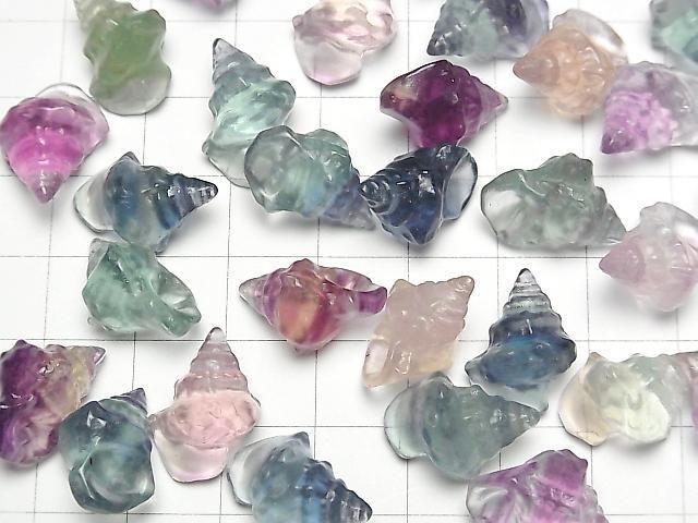 [Video] Multicolor Fluorite AAA- Shell (Snail) Motif 18x12mm [Undrilled] 5pcs