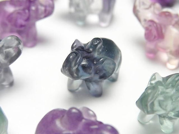 [Video] Multicolor Fluorite AAA- Elephant Motif 14x18mm [Undrilled] 5pcs
