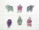 [Video] Multicolor Fluorite AAA- Elephant Motif 14x18mm [Undrilled] 5pcs