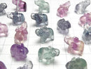 [Video] Multicolor Fluorite AAA- Elephant Motif 14x18mm [Undrilled] 5pcs