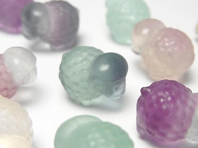 [Video] Multicolor Fluorite AAA- Sheep Motif 14x17mm [Undrilled] 5pcs