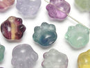 [Video] Multicolor Fluorite AAA- Paw Print Motif 13x14mm [Drilled Hole] 5pcs
