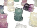 [Video] Multicolor Fluorite AAA- Lucky Cat Motif 18x13mm [Drilled Hole] 5pcs