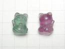 [Video] Multicolor Fluorite AAA- Lucky Cat Motif 18x13mm [Drilled Hole] 5pcs