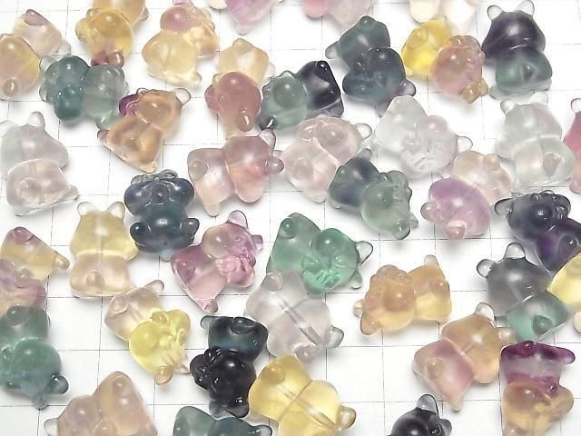 [Video] Multicolor Fluorite AAA- Hamster Motif 18x13mm [Drilled Hole] 5pcs
