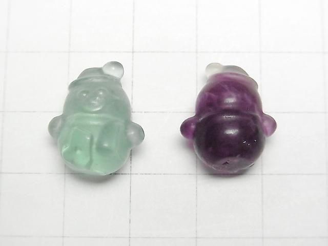[Video] Multicolor Fluorite AAA- Snowman Motif 18x15mm [Undrilled] 5pcs