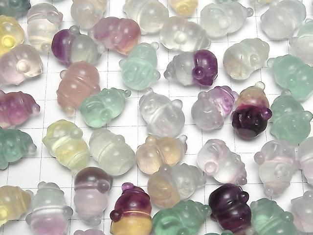 [Video] Multicolor Fluorite AAA- Snowman Motif 18x15mm [Undrilled] 5pcs