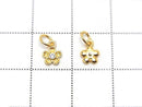 Silver925 Flower Charm with Jump Ring 6.5x5x1mm (with CZ) 18KGP 2pcs