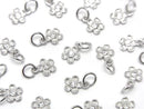 Silver925 Flower Charm with Jump Ring 6.5x5x1mm (with CZ) Rhodium Plated 2pcs