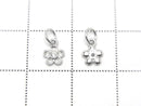 Silver925 Flower Charm with Jump Ring 6.5x5x1mm (with CZ) Rhodium Plated 2pcs