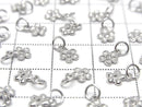 Silver925 Flower Charm with Jump Ring 6.5x5x1mm (with CZ) Rhodium Plated 2pcs