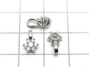 Metal parts CZ Charm, pendant flower 10.5x6.5mm silver color 3pcs