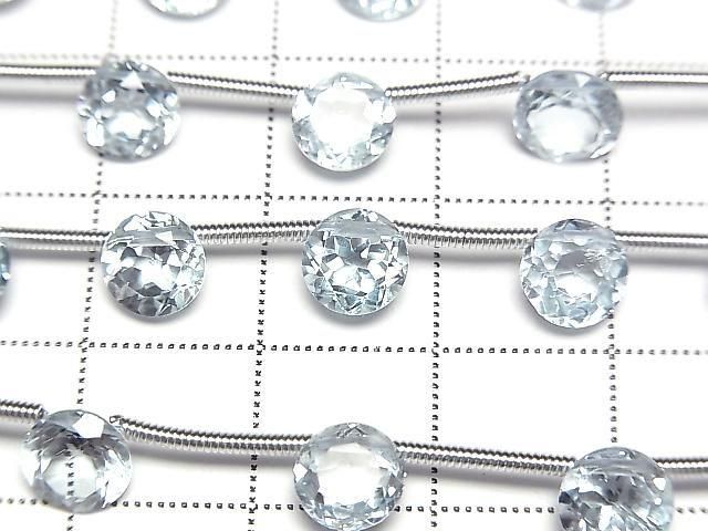 [Video]High Quality Sky Blue Topaz AAA- Round Faceted 6x6mm 1strand beads (aprx.7inch/18cm)