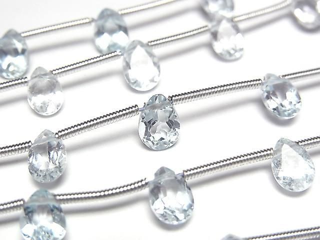 [Video]High Quality Sky Blue Topaz AAA- Pear shape Faceted 7x5mm 1strand beads (aprx.8inch/20cm)