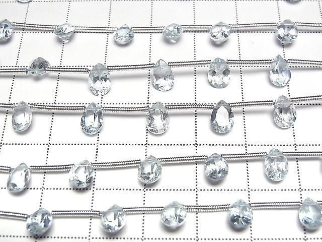 [Video]High Quality Sky Blue Topaz AAA- Pear shape Faceted 7x5mm 1strand beads (aprx.8inch/20cm)