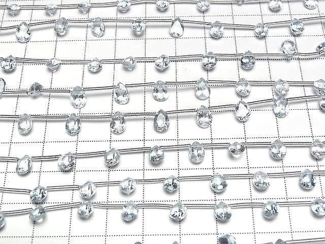 [Video]High Quality Sky Blue Topaz AAA- Pear shape Faceted 7x5mm 1strand beads (aprx.8inch/20cm)