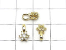 Metal parts CZ Charm, pendant flower 10.5x6.5mm gold color 3pcs