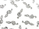 Metal parts Musical note motif (treble clef) Charm 15x6mm Silver color 3pcs