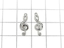 Metal parts Musical note motif (treble clef) Charm 15x6mm Silver color 3pcs