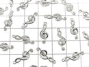 Metal parts Musical note motif (treble clef) Charm 15x6mm Silver color 3pcs
