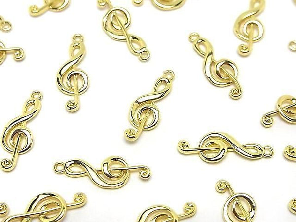 Metal parts Musical note motif (treble clef) Charm 15x6mm Gold color 3pcs