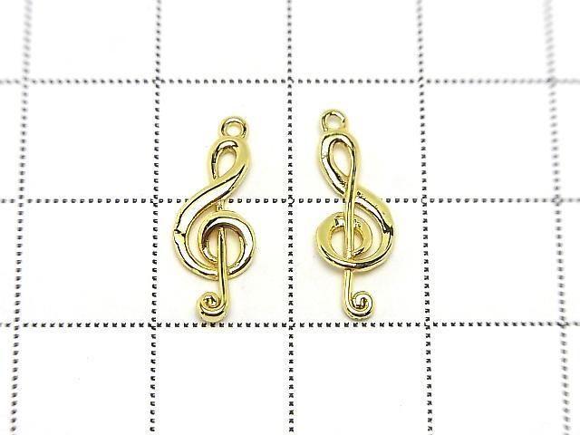 Metal parts Musical note motif (treble clef) Charm 15x6mm Gold color 3pcs