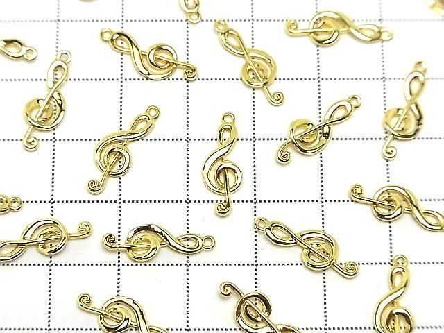 Metal parts Musical note motif (treble clef) Charm 15x6mm Gold color 3pcs