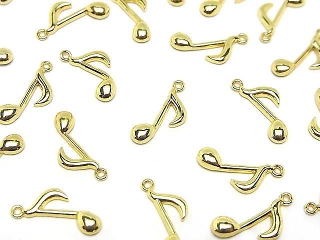 Metal parts Musical note motif (eighth note) Charm 13.5x8mm Gold color 3pcs
