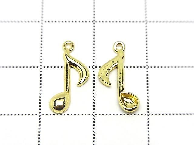 Metal parts Musical note motif (eighth note) Charm 13.5x8mm Gold color 3pcs
