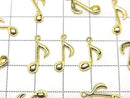 Metal parts Musical note motif (eighth note) Charm 13.5x8mm Gold color 3pcs