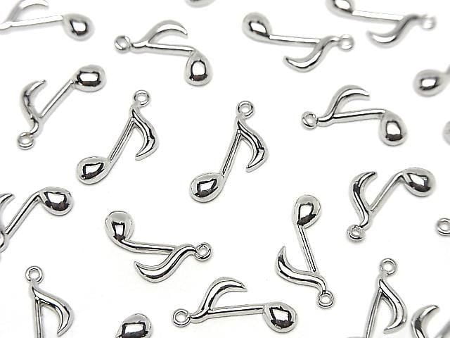 Metal parts Musical note motif (eighth note) Charm 13.5x8mm Silver color 3pcs