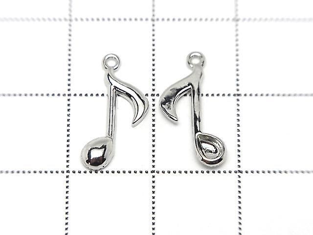 Metal parts Musical note motif (eighth note) Charm 13.5x8mm Silver color 3pcs