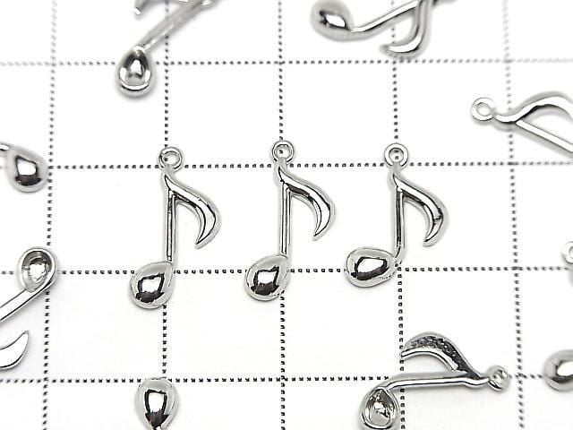 Metal parts Musical note motif (eighth note) Charm 13.5x8mm Silver color 3pcs