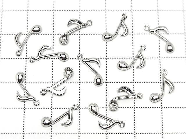 Metal parts Musical note motif (eighth note) Charm 13.5x8mm Silver color 3pcs