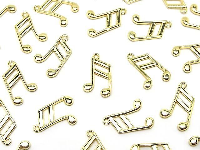 Metal parts Musical note motif (16th note) Charm 14x9mm Gold color 3pcs
